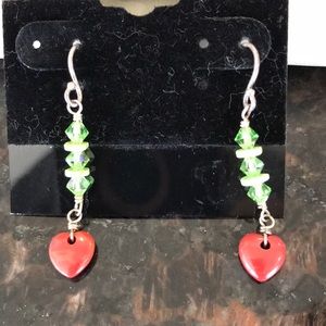 Dangle Heart Earrings by Peyote Bird NWOT